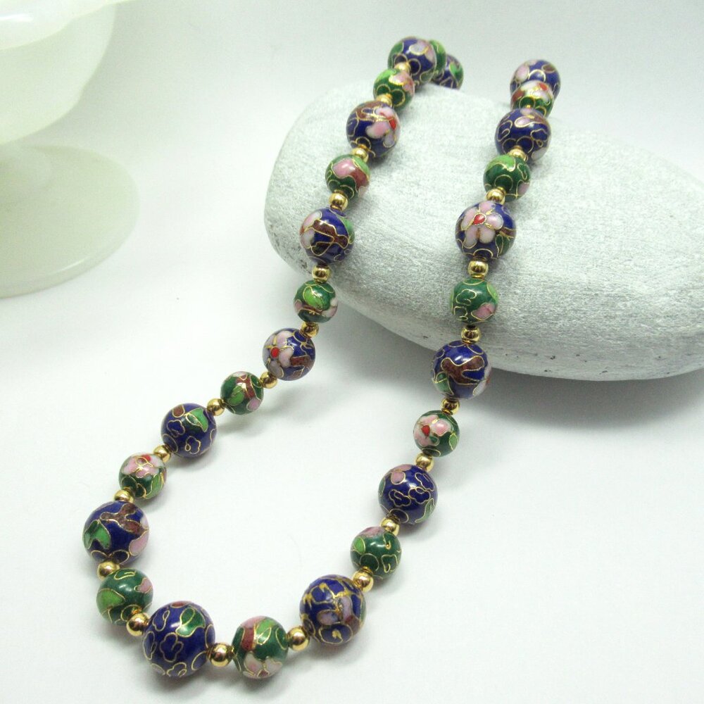 Blue and Green Cloisonne necklace